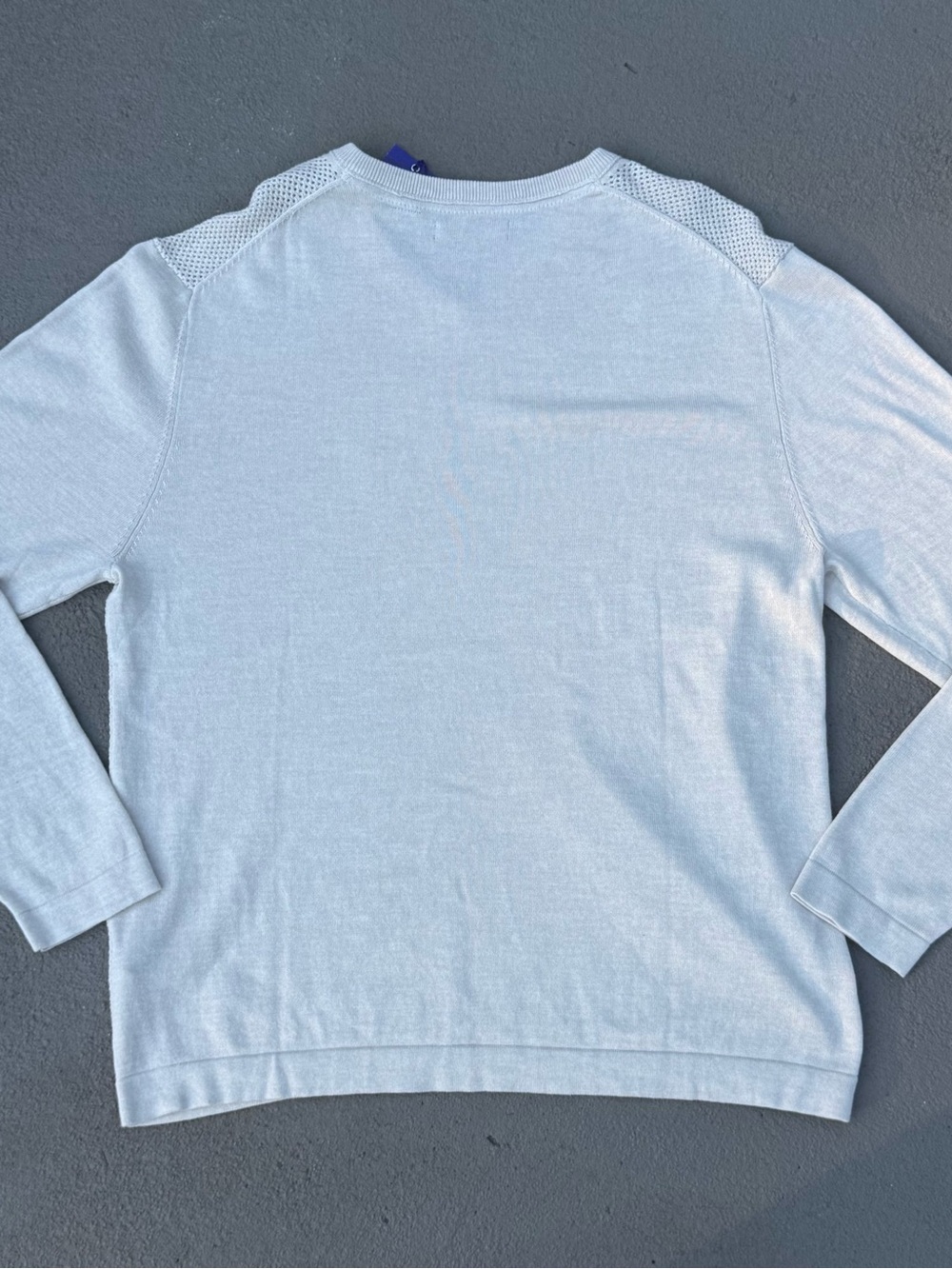 NWT Alan Flusser Classic White Cotton Mesh Knit V-Neck Sweater Men’s Large L - Picture 5 of 5